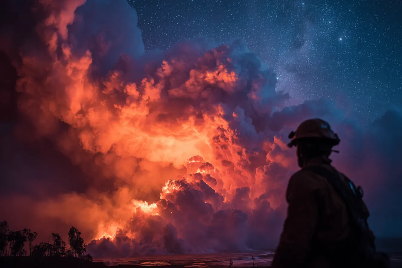 Sulfur dioxide plumes from Kilauea volcano.