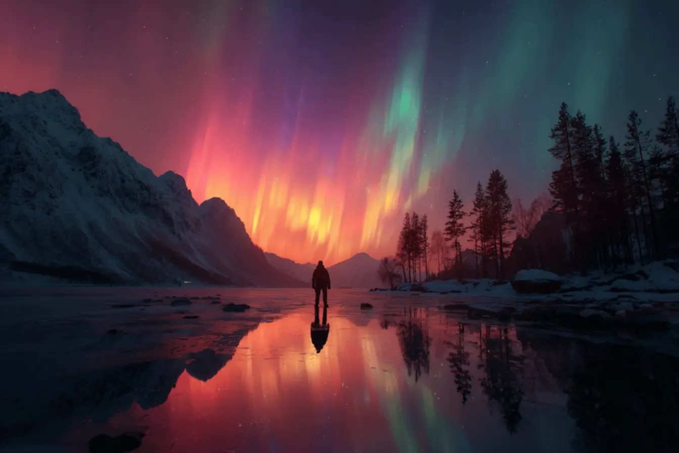 Aurora Borealis dancing in the sky, northern lights forecast