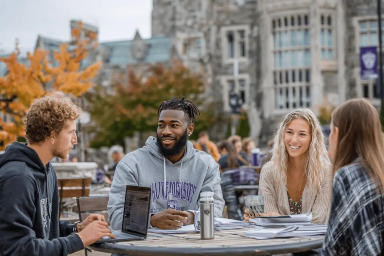 A family discussing university of scranton cost with a financial aid advisor.
