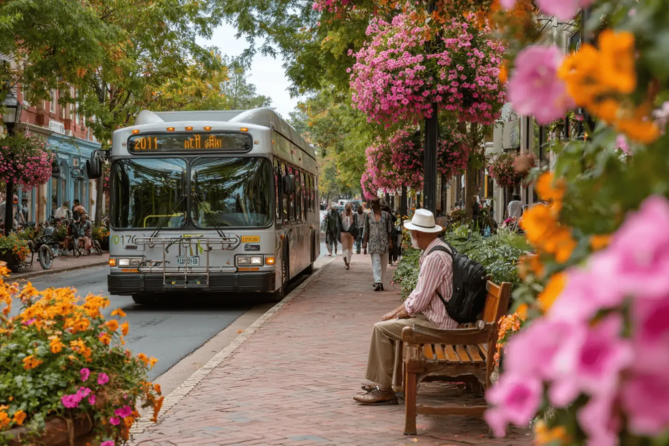 An older model bus representing the historical evolution of the university of boulevard route.